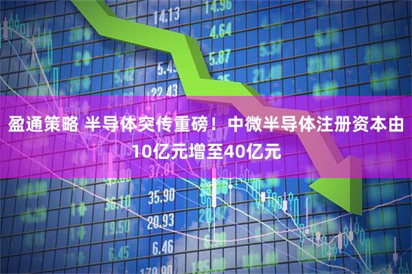 盈通策略 半导体突传重磅！中微半导体注册资本由10亿元增至40亿元